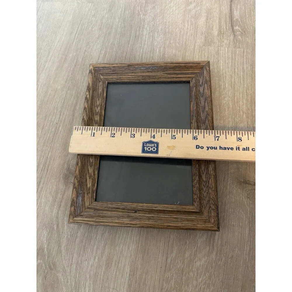 Vintage Solid Wood Picture Frame 5x7 Tabletop Easel Stand Brown OakGrain Country